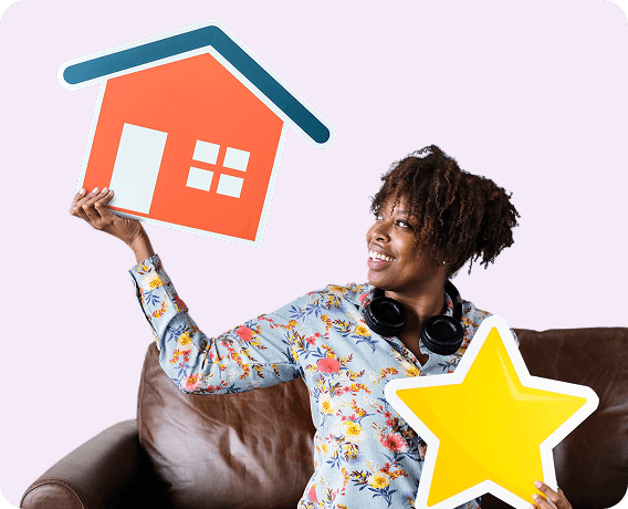 Image of a person holding a house and star icon